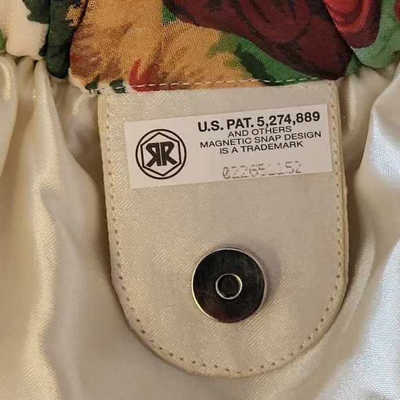 Christiana Rayon Floral Beaded Tote With 2 Bamboo Top Handles Large - Picture 14 of 14